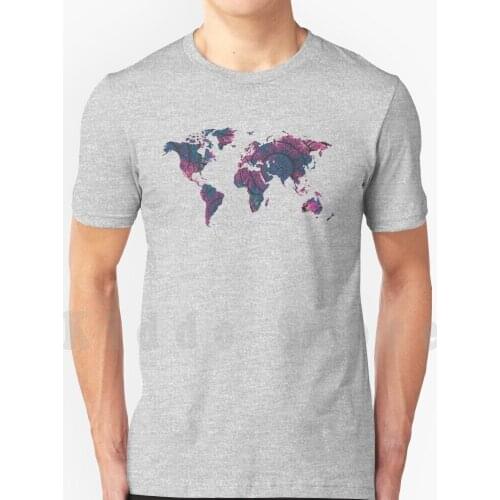 World Map Mandala T Shirt Diy Big Size 100% Cotton World Map World Map Mandala Mandala Namaste Buddhism Buddha World Map
