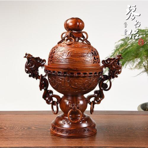 Red wood crafts rosewood incense smoke incense censer with incense Lotus Lantern Road is a gift for Buddhist supplies