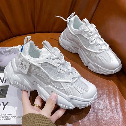 Platform Sneakers Women Comfortable Running Shoes Purple Leather Mesh Sports Footwear Basket Femme White Casual Fitness Trainers