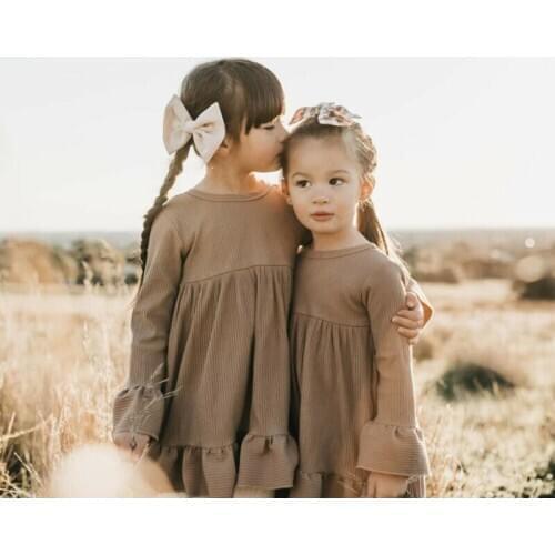 Toddler Kid Baby Girl Dress Solid Color Flared Sleeve Tuxedo Dress Fashion Cute Kids Party Clothes