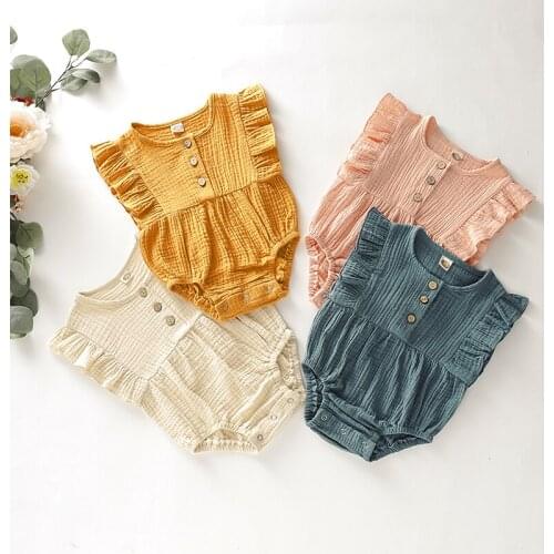 Menoea 2021 Newborn Baby Clothes Summer Baby Solid Color Jumpsuit Boys Girls Romper Jumpsuit For Girls Toddler Kids Clothing