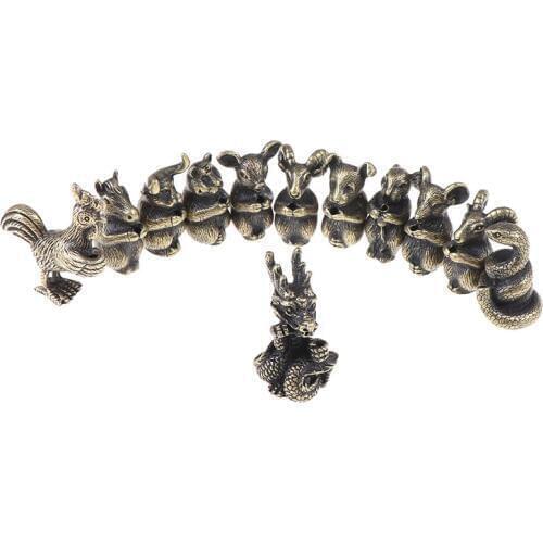 Mini Brass Chinese Zodiac Animal Statue Decoration Ornament Sculpture Incense Holder Home Office Desk Decor Funny Furniture Toy