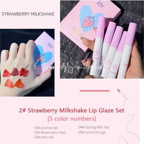 5pcs Fruit Cigarette Tube Lipstick Set Lip Glaze Set Box Matte Lip Mud Lasting Moisturizing Easy To Apply Makeup Lip Gloss TSLM1
