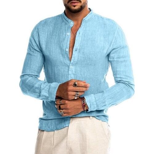 2021 New Mens Casual Blouse Cotton Linen Shirt Loose Tops Long Sleeve Tee Shirt Spring Spring Summer Casual Handsome Men Shirt