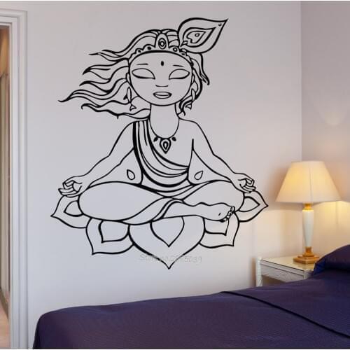 New Arrival Wall Sticker Yoga Buddha Buddhism Zen Cool Art Home Decor Bedroom Flower Mural Yoga Studio Decals Wallpapers LA561