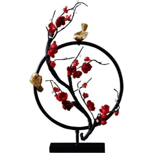 NEW CHINESE ZEN ORNAMENTS FLOWER BIRD ROUND SHAPE CREATIVE HOME FURNISHING CABINET MODEL TENANT HALL IRON CRAFT R1590