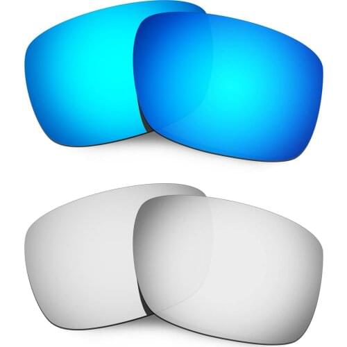 HKUCO For Drop Point Sunglasses Polarized Replacement Lenses - Blue&Silver 2 Pairs