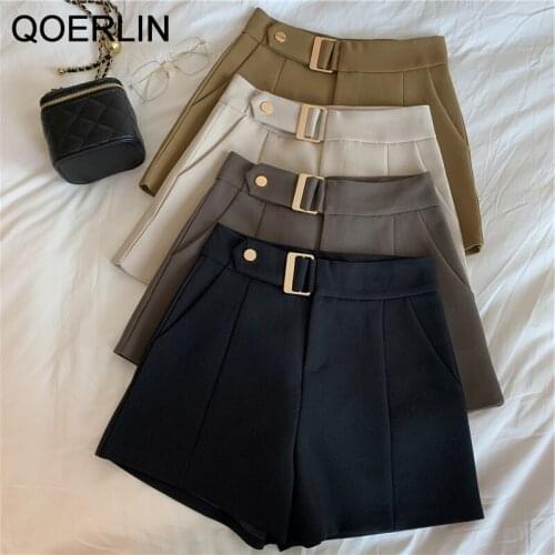 QOERLIN Spring New Loose Suit Pants for Women Wide Leg Pants Shorts Girl High Waist Womens Booty Shorts Black High Waist Pocket