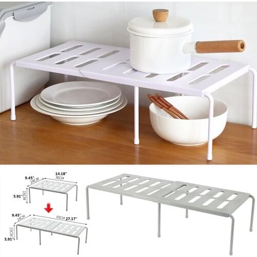 Stretchable Kitchen Storage Rack Shelf Space Saving Storage Organizer Adjustable Shelf Holders for Home Cabinets Storage