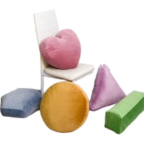 Luxury velvet Silk geometric Pillow triangle hexagon round rectangle plush Cushion stuffed plush soft pillow home decor