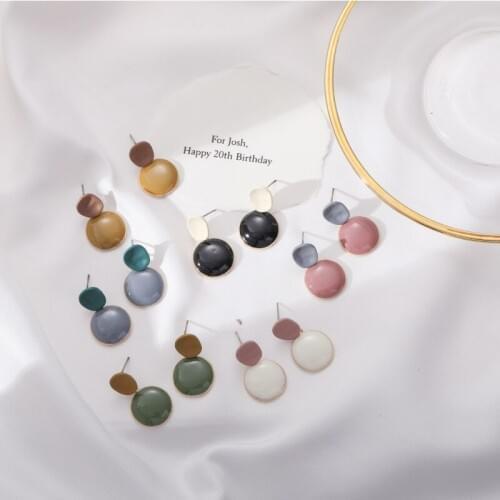 New Luxury Vintage Geometric Metal Round Drop Earrings for Women Fashion Statement Aesthetic Dangle Earrings 2021 Trend Jewelry