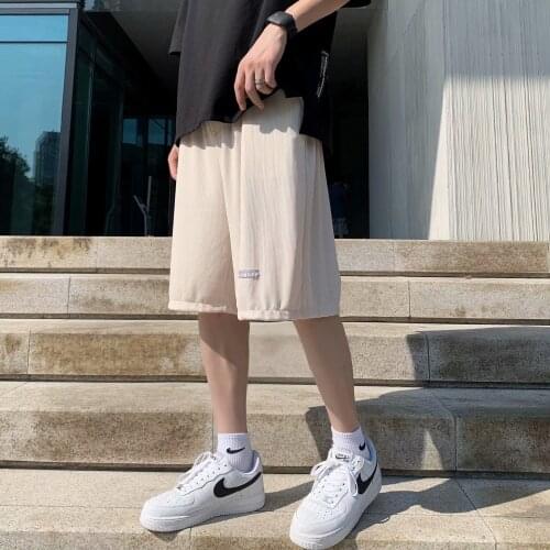 Ice silk shorts mens summer thin section loose trend new straight casual five-point pants outer wear sports pants