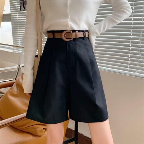 2021 Casual Shorts Women New Summer Korean High All Match Waist Shorts Loose A-line Five Point Thin Straight Casual Pants Shorts