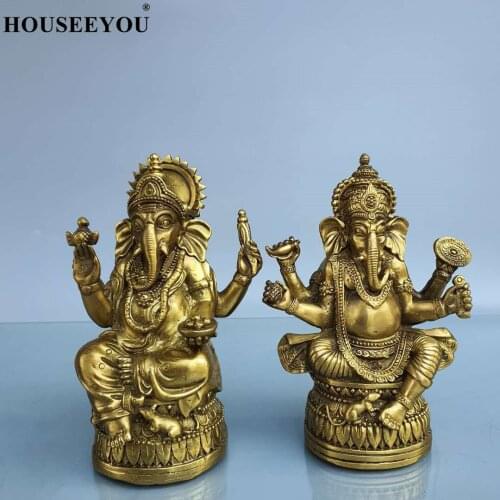 Old Tibet Buddhism Bronze Ganapati Ganesh Lord Ganesha Elephant Buddha Statue Home Desktop Car Decoration Ornaments