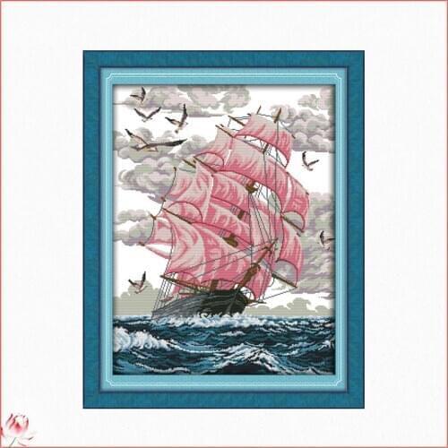 Sail Away Scenery Printed Cross Stitch Patterns Kits Canvas Embroidery Needlework Sets 11CT 14CT DIY Handmade Home Decoration