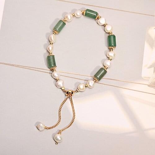 Vintage Natural Pearl Beads Jade Agate Women Bracelets On Hand Chain Bangles Jewelry Aesthetic Fashion Female Popular Now New