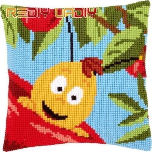 Cross Stitch Cushion Cover Maya Willy Bee Sofa Pillow DIY Chunky Cross-Stitch Kits 100% Acrylic Yarn Pillow Case Hobby & Crafts