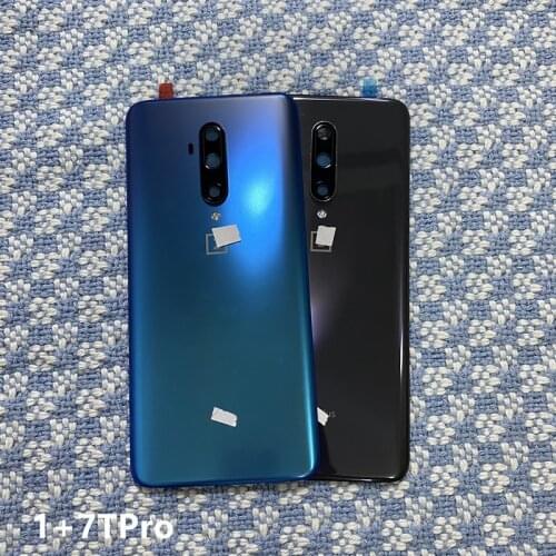 Rear Housing For Oneplus 7T Pro 6.67" One Plus Glass Back Cover Repair Replace Battery Door Case + Logo Camera Lens Glue