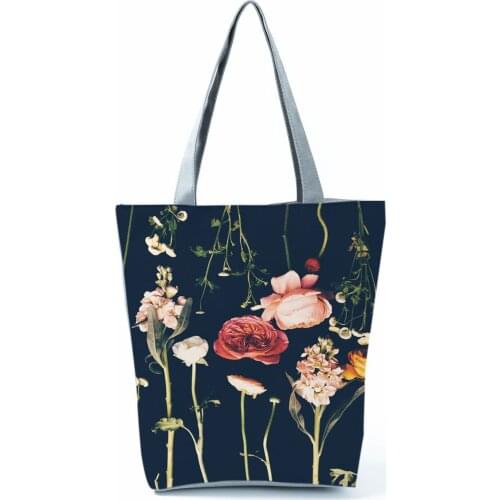 Various Florals Print Womens Bag Refreshing Fashion Shoulder Bag Eco Portable Handbag High Capacity Shopping Bag Practical Tote