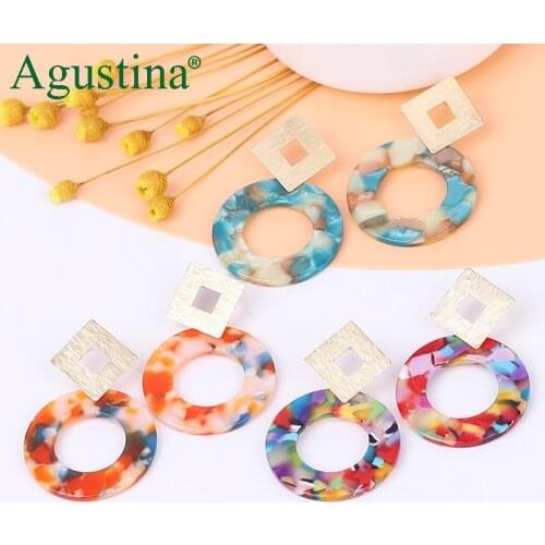 Agustina Colorful acrylic earrings for women earrings 2021 fashion korean resin Round earrings drop earring Party girls jewelry