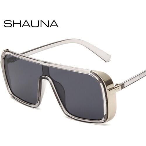 SHAUNA Oversize One Piece Punk Sunglasses Women Retro Goggle Shades Men UV400