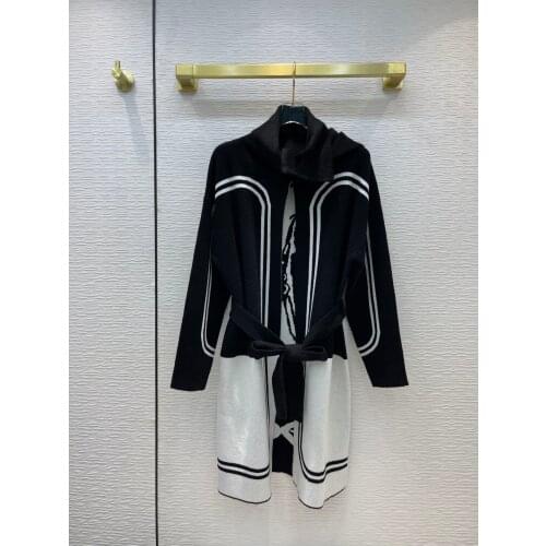 Luxury 2021FW Autumn Women High Quality 100% Cashmere Long Sweater Cardigan Female Fashion Coat 2 Color Tclai 7.15