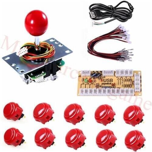 1 Player DIY Arcade Kit Zero Delay USB Encoder PC + JLF-TP-8YT Japan Sanwa Joystick+OBSF-30/OBSF-24 Sanwa Buttons For Mame Parts