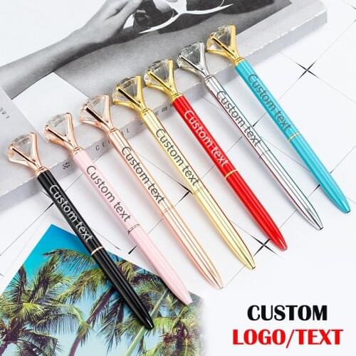 1PC Creative Big Diamond Ballpoint Pen Custom Logo Advertising Promotion Gift Pen Metal Pen Stationery Wholesale Lettering Name
