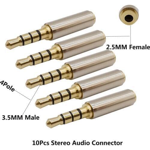 10PCS 3.5mm Male Plug to 2.5mm Female Socket Audio Connector TRRS Stereo Headphone Video Adapter Converter