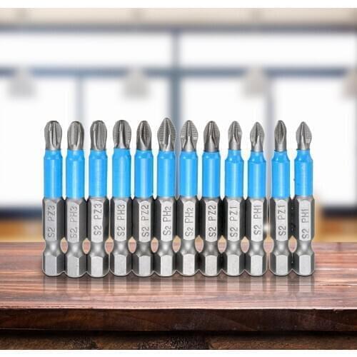 12Pcs Non-slip Hexagon Handle Drill Head Electric Screwdriver Bits 50mm Electric Hex Shank Strong Magnetic Screwdriver Drill Bit