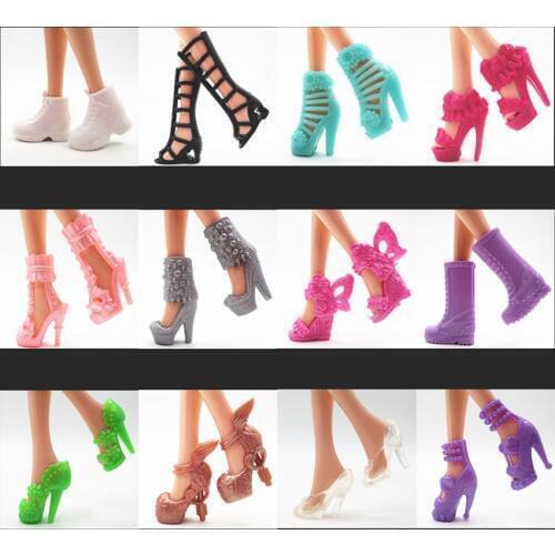 15 Pairs Doll Shoes For Barbi Dolls Accessories Toys Girl Toys Fashion Cute Shoes for Barbi Doll