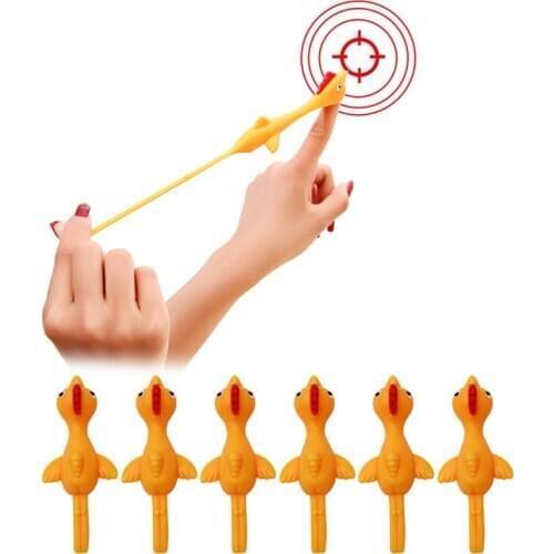 3PCS Finger Birds Fun Novelty Toys Funny Joke Rubber Chicken Stretchy Flying Turkey Party Favors