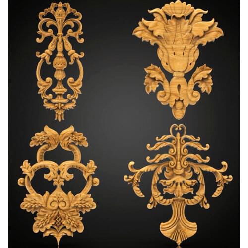 4pcs Home decoration and carving 3d model relief for cnc carving engraving in STL file format