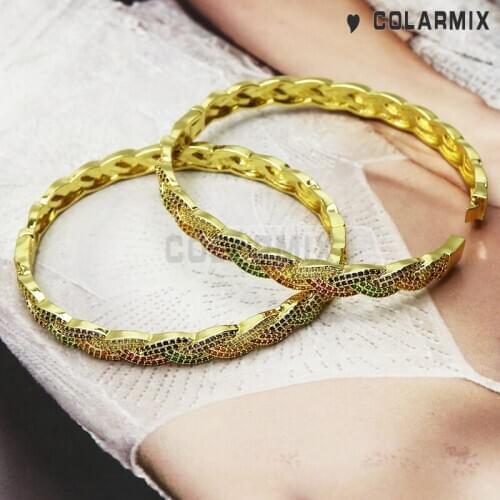 4 pieces Fashion crystal bangle golden filled metal cuff bangle for women fashion jewelry zircon accessories bracelets 51162