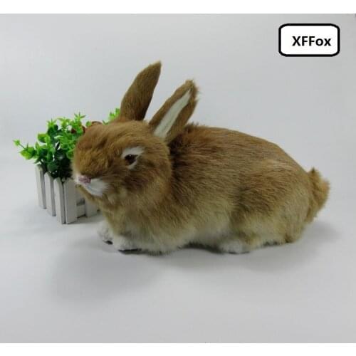 Big real life yellow rabbit model plastic&furs lovely prone rabbit doll gift about 33x16x22cm xf2008