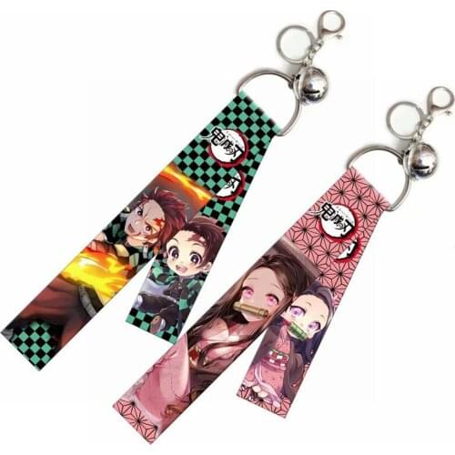 Demon Slayer:Kimetsu No Yaiba Kamado Tanjirou Kamado Nezuko Cosplay Ring Race 24cm Straps Key Chain Keyring Gift