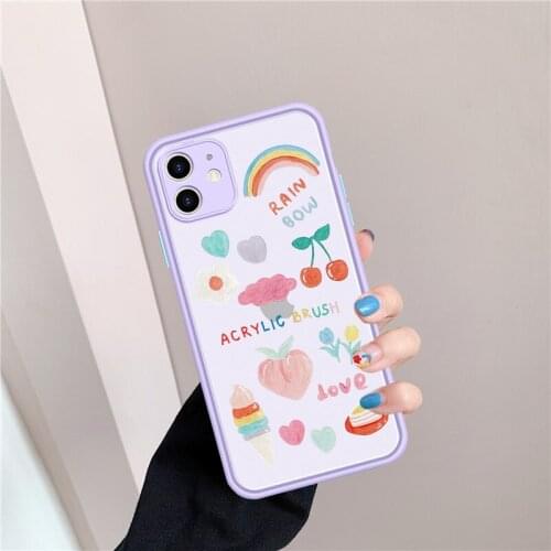 JAMULAR Cute Rainbow Cherry Ice Cream Phone Case For iPhone 11 Pro XS MAX X 7 XR SE 2020 8 6s Plus Shockproof Cover Matte Fundas