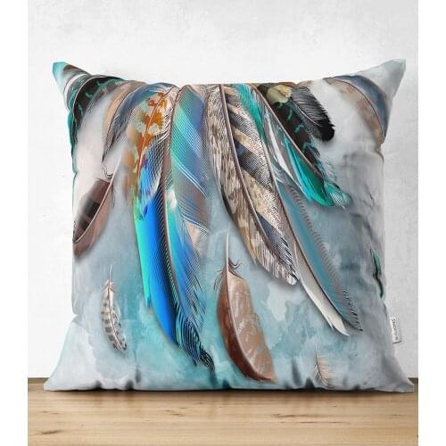 Bird Feather Design Modern Double-Sided Suede Cushion Pillow Decorate Case Good Quality Stylish Home Garden Room Kitchen Gift Handy