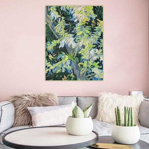 Citon Van Gogh《Blossoming Acacia Branches》Canvas Art Oil Painting Artwork Poster Picture Wall Decor Home Living room Decoration