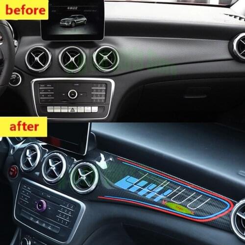 For Mercedes CLA250 w117/GLA X156/220/ AMG/CLA 45 Carbon Fiber Car Stickers Modified Interior Control Panel Accessories
