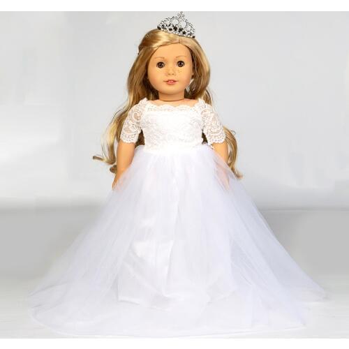Elegant White Wedding Dress For American Girl Doll 18 inch Ddoll Clothes