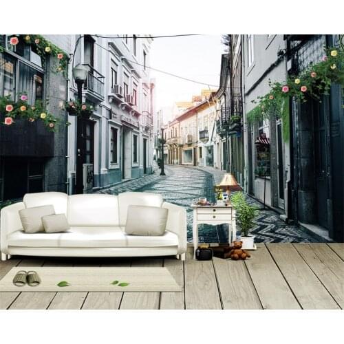 Beibehang Custom large wallpaper European city street photo mural wallpaper 3D living room TV backdrop wallpaper for walls 3 d