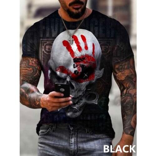 Fashion T-shirt wear 3D personality skull print t shirts for men harajuku Casual sports tops male oversized Streetwear