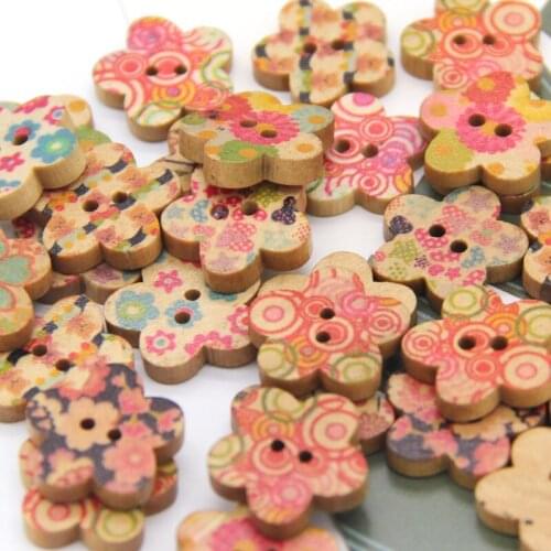 HENGC 18mm Flower Retro Sewing Natural Wooden Buttons Scrapbook For Clothing Coat Gift Decorative Accessories Handwork Wholesale