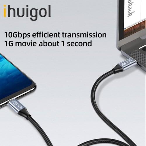 Ihuigol 5A USB 3.1 Type C to USB C Cable Gen2 PD 100W USB-C 10Gbps Quick Charge 4.0 Cord for Samsung S9 Macbook Pro Huawei Wire