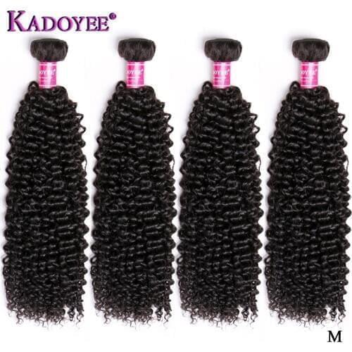 KADOYEE Hair 4 Bundles Deal Brazilian Kinky Curly Hair Weave Bundles Human Hair bundles Remy Hair Extension 8"-26" Natural Color