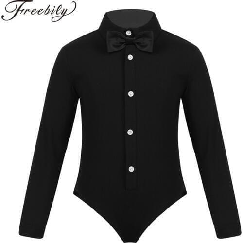 Latin Dance Competition Costumes Kids Long Sleeves Lapel Bowtie Boys Latin Ballroom Dance Dress Suit Stage Performance Clothing
