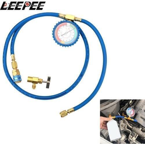 LEEPEE Car Air Conditioning Refrigerant Recharge Hose R134A Pressure Gauge Measuring Kit Car Accessories