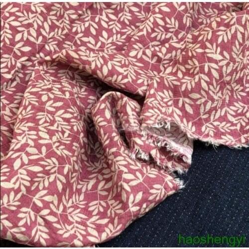 Literary maroon floral cotton fabric, high-quality skirt shirt printing fabric