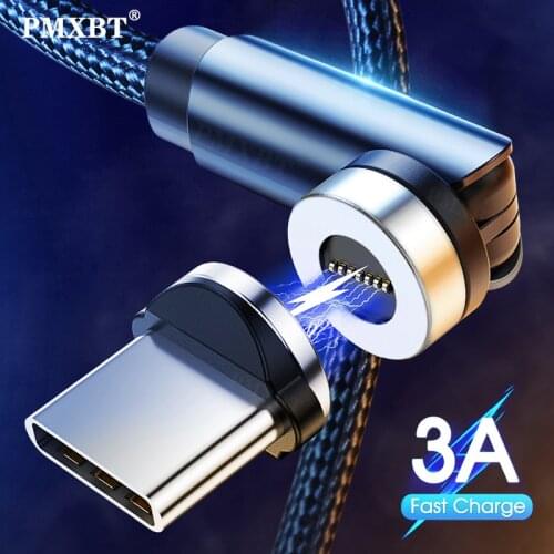 540 Rotate 3A Magnetic Cable Micro USB Type C Fast Charging For iPhone Xiaomi Huawei Mobile Phone Magnet Charger Data USBC Wire